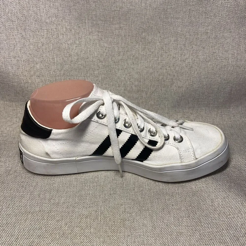 Adidas Women's White and Black Striped Sneakers. Size 6.